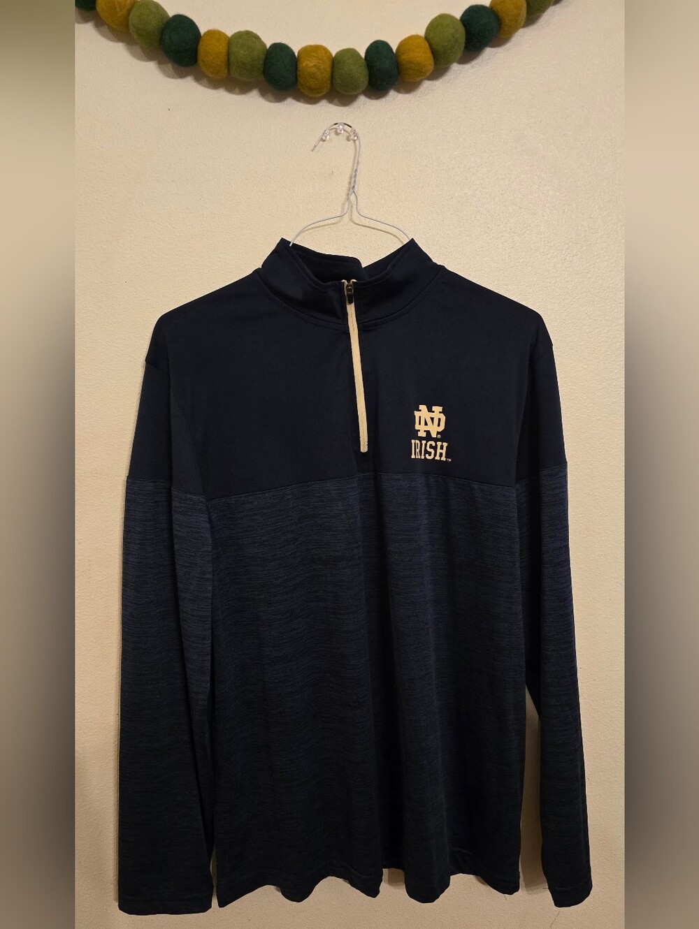 Notre Dame Long Sleeve Fighting Irish Shirt Colosseum 1/4 Zip Windshirt Navy